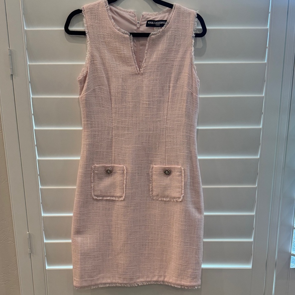 Karl Lagerfeld Light Pink Tweed Mini Dress